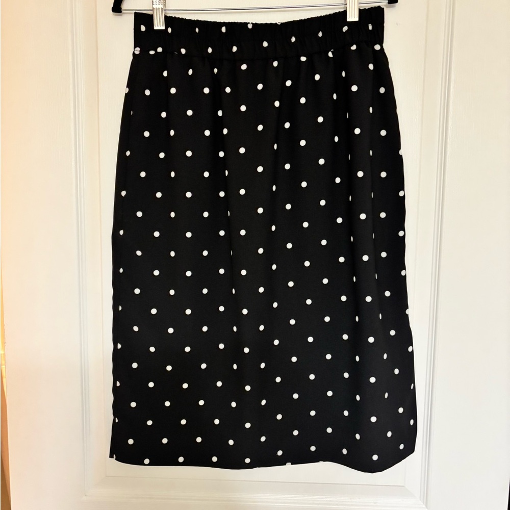 Jcrew midi Black and White Polka Dot Skirt
